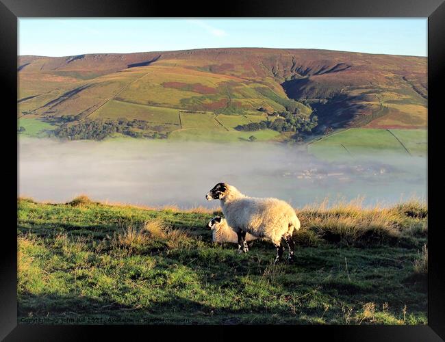 Morning mist in Edale valley. Framed Print by john hill