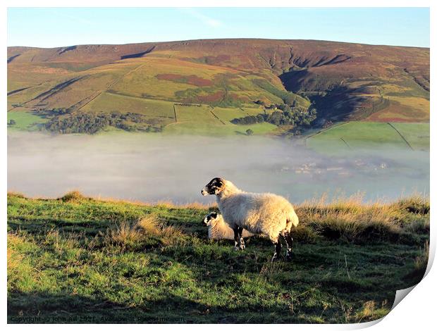 Morning mist in Edale valley. Print by john hill
