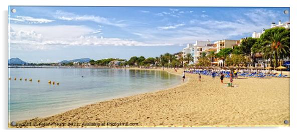 Puerto Pollensa Beach Mallorca  Acrylic by Peter F Hunt
