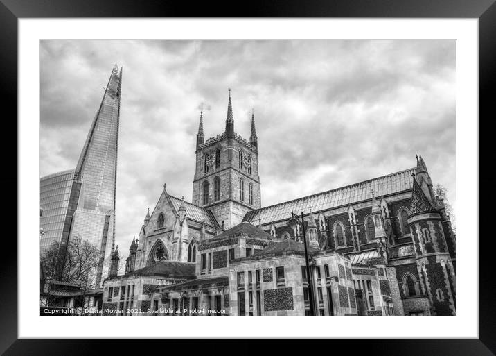 Southwark Cathedral and The Shard London Framed Mounted Print by Diana Mower