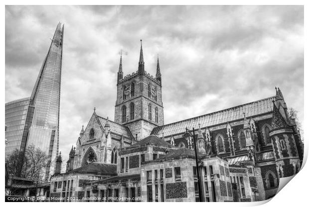 Southwark Cathedral and The Shard London Print by Diana Mower