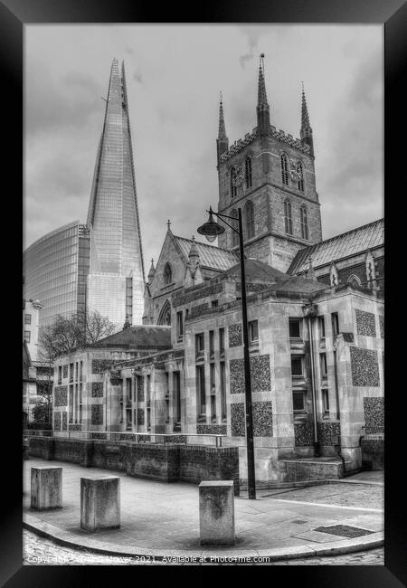 Southwark Cathedral and Shard London Framed Print by Diana Mower
