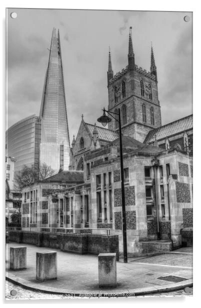 Southwark Cathedral and Shard London Acrylic by Diana Mower