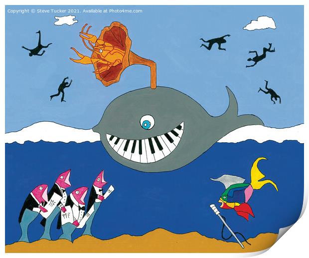 Whale Piano Musical Fish collection Print by Steve Tucker