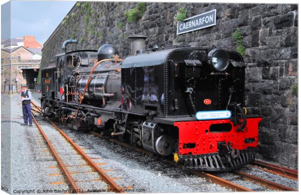 welsh highland railway loco 87 at caernarfon Canvas Print by John Basford