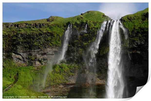 Seljalandsfoss waterfall in Iceland Print by Lensw0rld 