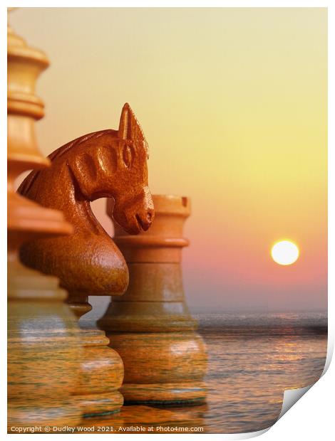 Sunset Chess Battle Print by Dudley Wood
