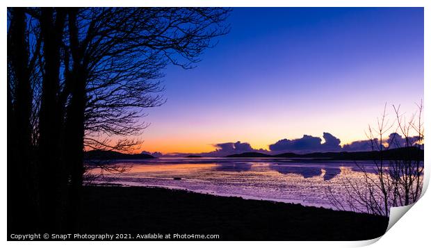 A stunning winter sunset reflecting over kirkcudbright Bay, Scotland Print by SnapT Photography
