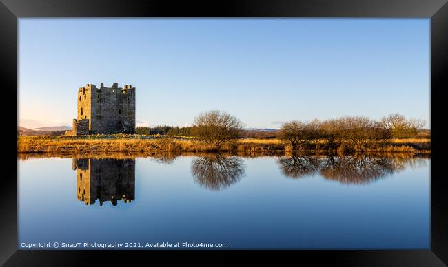 Landscape of Threave Island and Castle reflecting on the River Dee in winter Framed Print by SnapT Photography