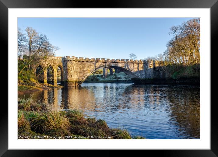The lower bridge pool on the River Dee at Telford Bridge in Tongland, Scotland Framed Mounted Print by SnapT Photography