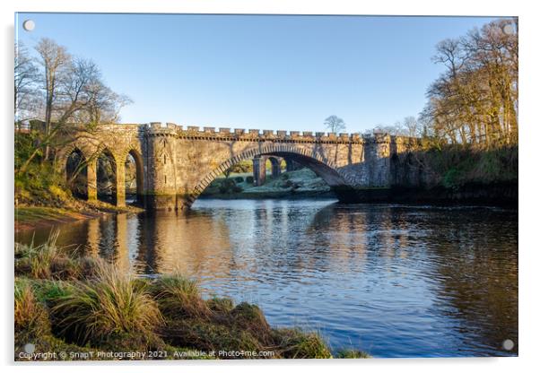 The lower bridge pool on the River Dee at Telford Bridge in Tongland, Scotland Acrylic by SnapT Photography