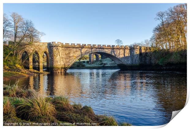 The lower bridge pool on the River Dee at Telford Bridge in Tongland, Scotland Print by SnapT Photography