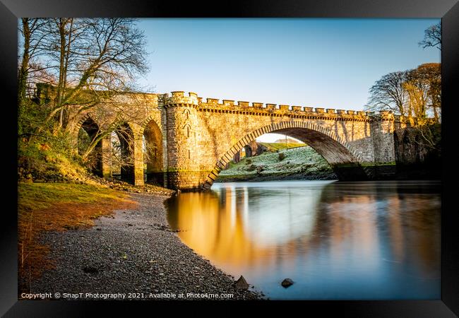 Long exposure of the River Dee at Telford Bridge in the winter, Scotland Framed Print by SnapT Photography