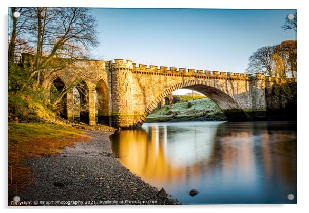 Long exposure of the River Dee at Telford Bridge in the winter, Scotland Acrylic by SnapT Photography