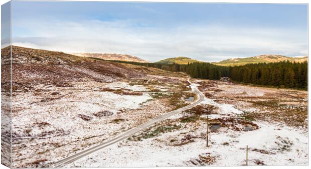 Snow covered Cairnsmore of Fleet at the Big Water of Fleet Railway Viaduct Canvas Print by SnapT Photography