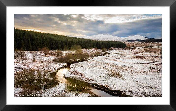 Sunset over a snow covered Big Water of Fleet valley at the railway viaduct Framed Mounted Print by SnapT Photography