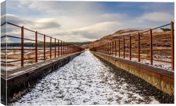 A snow covered old railway viaduct at the Big Water of Fleet at the Cairnsmore Canvas Print by SnapT Photography