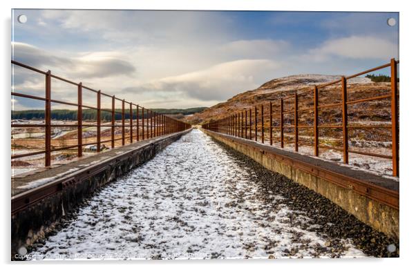 A snow covered old railway viaduct at the Big Water of Fleet at the Cairnsmore Acrylic by SnapT Photography