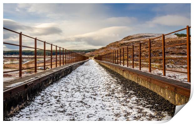 A snow covered old railway viaduct at the Big Water of Fleet at the Cairnsmore Print by SnapT Photography