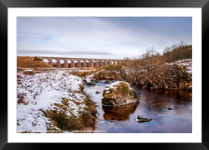 Long exposure of the Big Water of Fleet and railway viaduct in the winter Framed Mounted Print by SnapT Photography