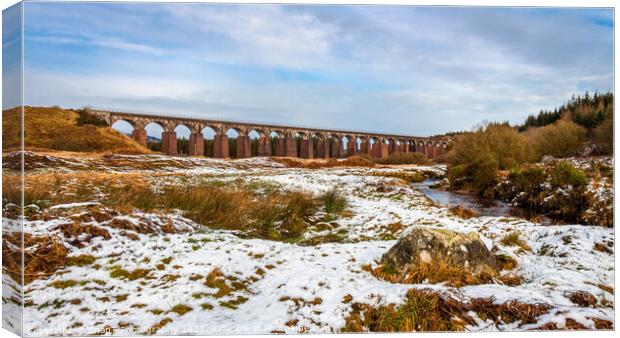 Big Water of Fleet and railway viaduct, surrounded by snow in the winter Canvas Print by SnapT Photography