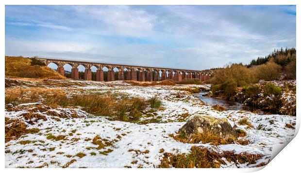 Big Water of Fleet and railway viaduct, surrounded by snow in the winter Print by SnapT Photography