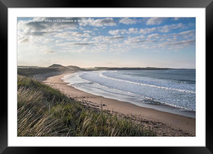 Embleton beach as sun sets Framed Mounted Print by Kevin White