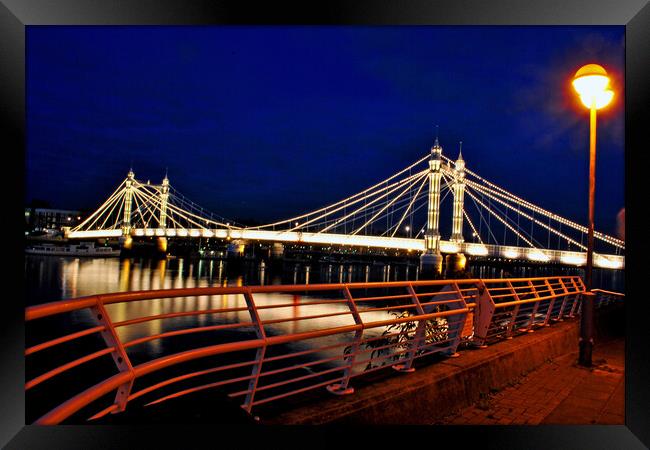 Albert Bridge River Thames London England Framed Print by Andy Evans Photos