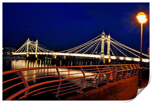 Albert Bridge River Thames London England Print by Andy Evans Photos