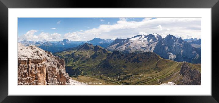 Mountain range in the Italian Dolomites Framed Mounted Print by Keith Bowser