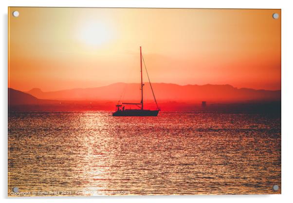 Sunset Sail Acrylic by Janie Pratt