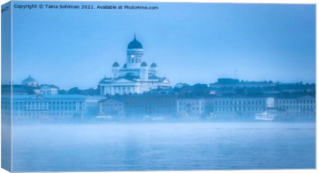 Helsinki Seafront View on Foggy Morning Canvas Print by Taina Sohlman