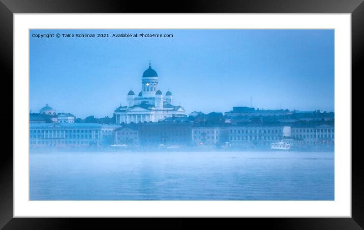 Helsinki Seafront View on Foggy Morning Framed Mounted Print by Taina Sohlman