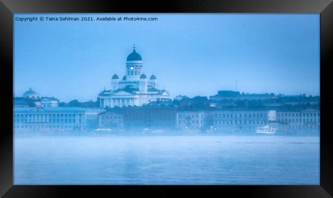 Helsinki Seafront View on Foggy Morning Framed Print by Taina Sohlman