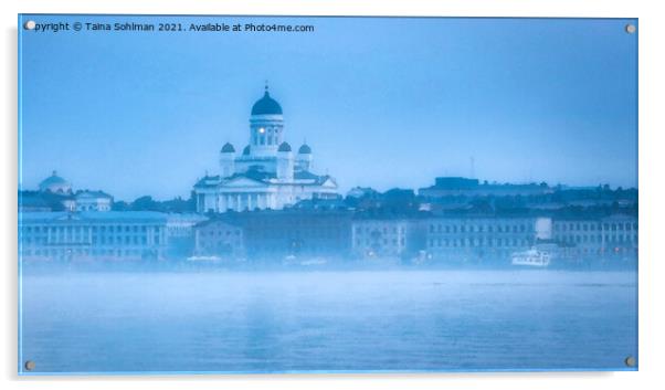 Helsinki Seafront View on Foggy Morning Acrylic by Taina Sohlman
