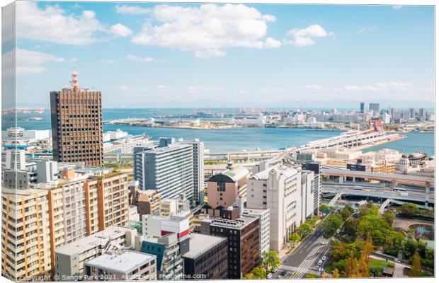 Panoramic view of Kobe harbor city in Japan Canvas Print by Sanga Park