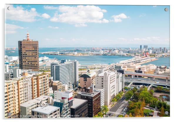 Panoramic view of Kobe harbor city in Japan Acrylic by Sanga Park