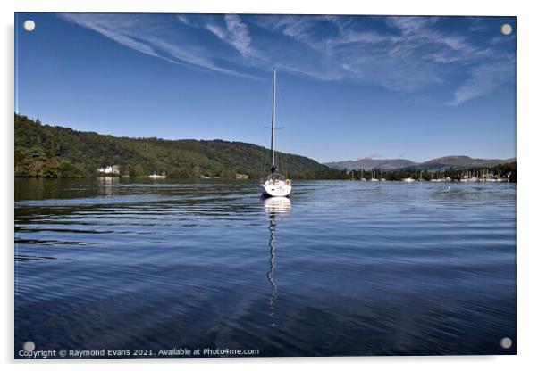 Lake Windermere sailing boat  Acrylic by Raymond Evans