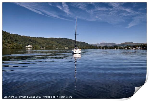 Lake Windermere sailing boat  Print by Raymond Evans
