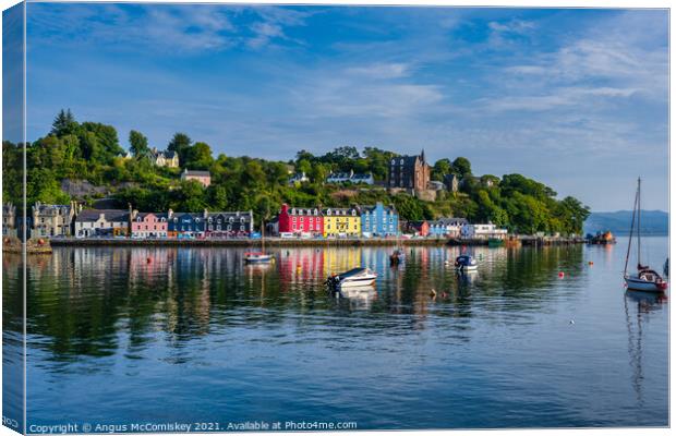 Tobermory reflections, Isle of Mull Canvas Print by Angus McComiskey