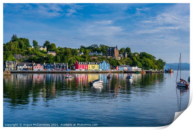 Tobermory reflections, Isle of Mull Print by Angus McComiskey