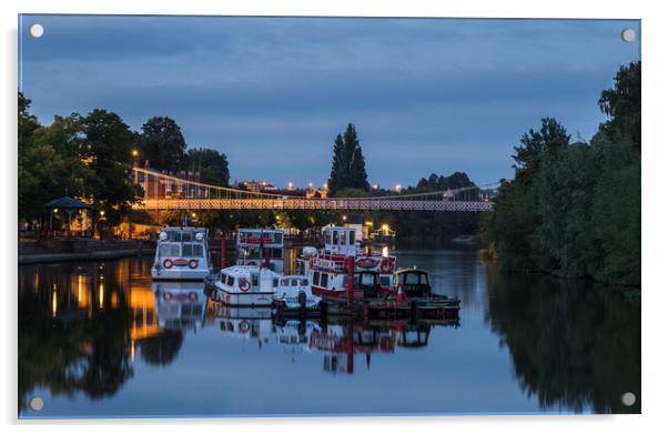 Boats moored on the River Dee Acrylic by Jason Wells