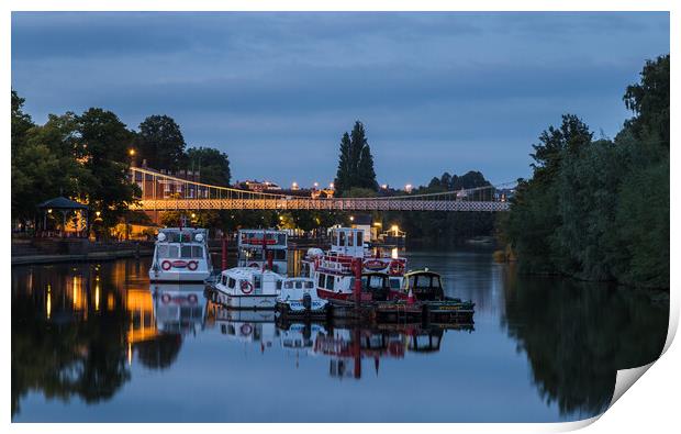 Boats moored on the River Dee Print by Jason Wells