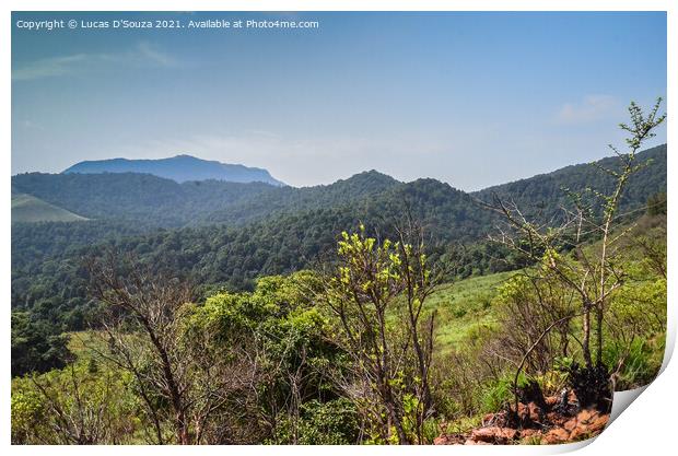Kuduremukh Hills at Chikmagalur, India Print by Lucas D'Souza