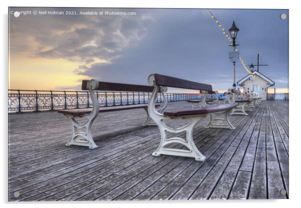 Penarth Pier Sunrise  Acrylic by Neil Holman