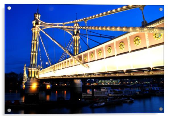 Albert Bridge River Thames London England Acrylic by Andy Evans Photos