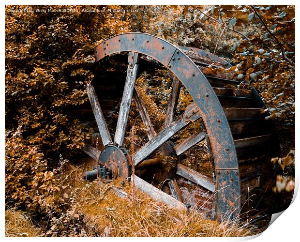 Rusted Rustic Water Wheel. Infra Red Print by Greg Marshall