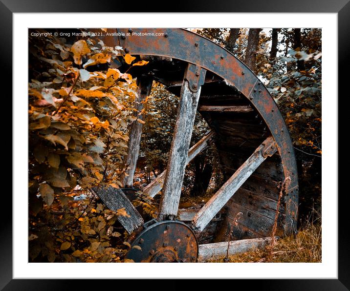 Rusted Rustic Water Wheel. Infra Red Framed Mounted Print by Greg Marshall
