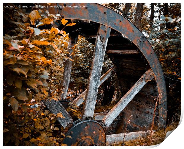 Rusted Rustic Water Wheel. Infra Red Print by Greg Marshall