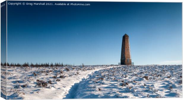 Captain Cook's Monument Yorkshire Moors in snow Canvas Print by Greg Marshall